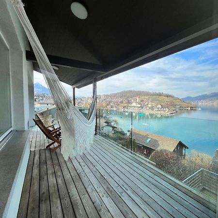 Wohnung Mit Grossartiger Seesicht Und Balkon Spiez Buitenkant foto
