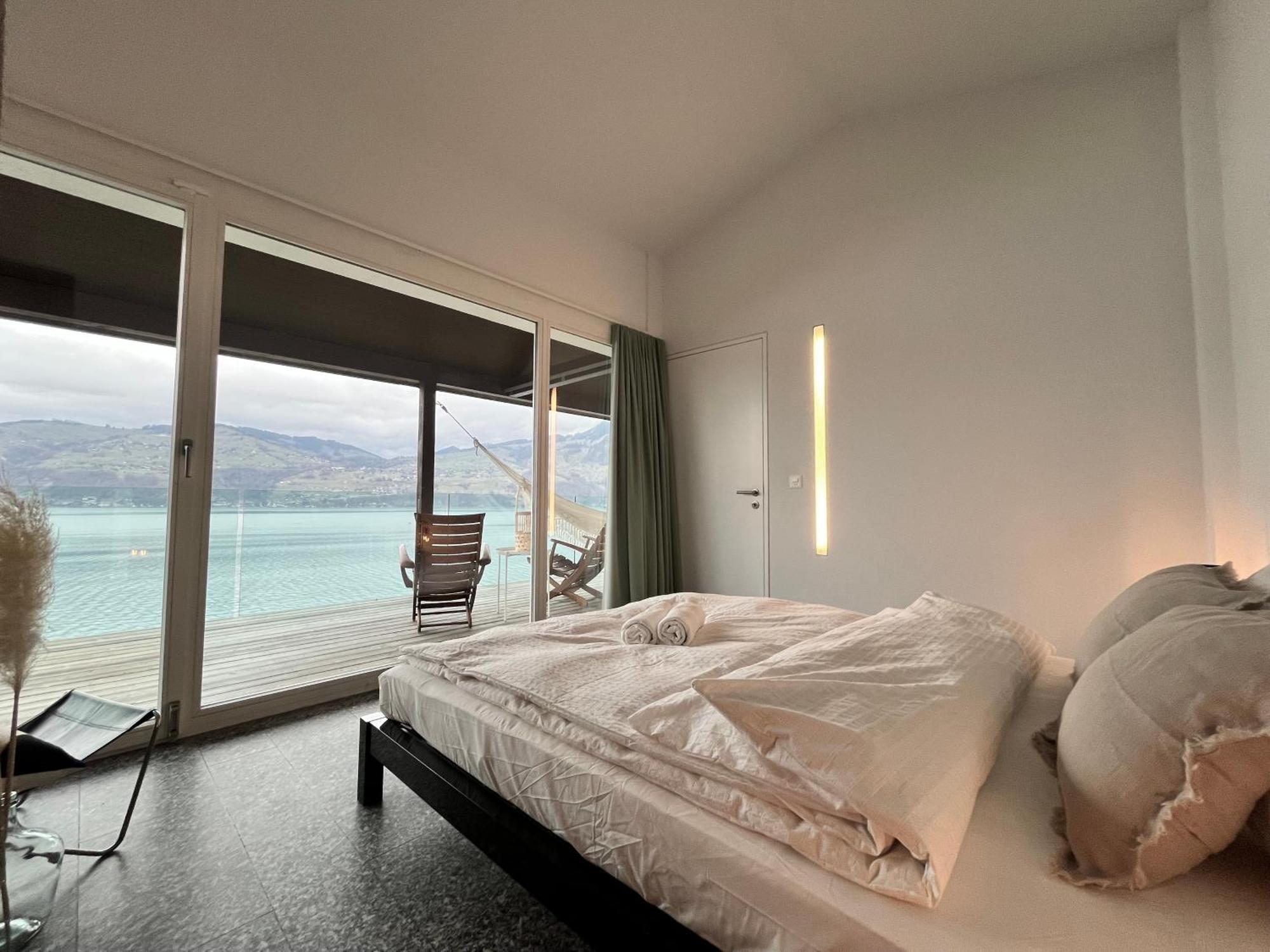 Wohnung Mit Grossartiger Seesicht Und Balkon Spiez Buitenkant foto