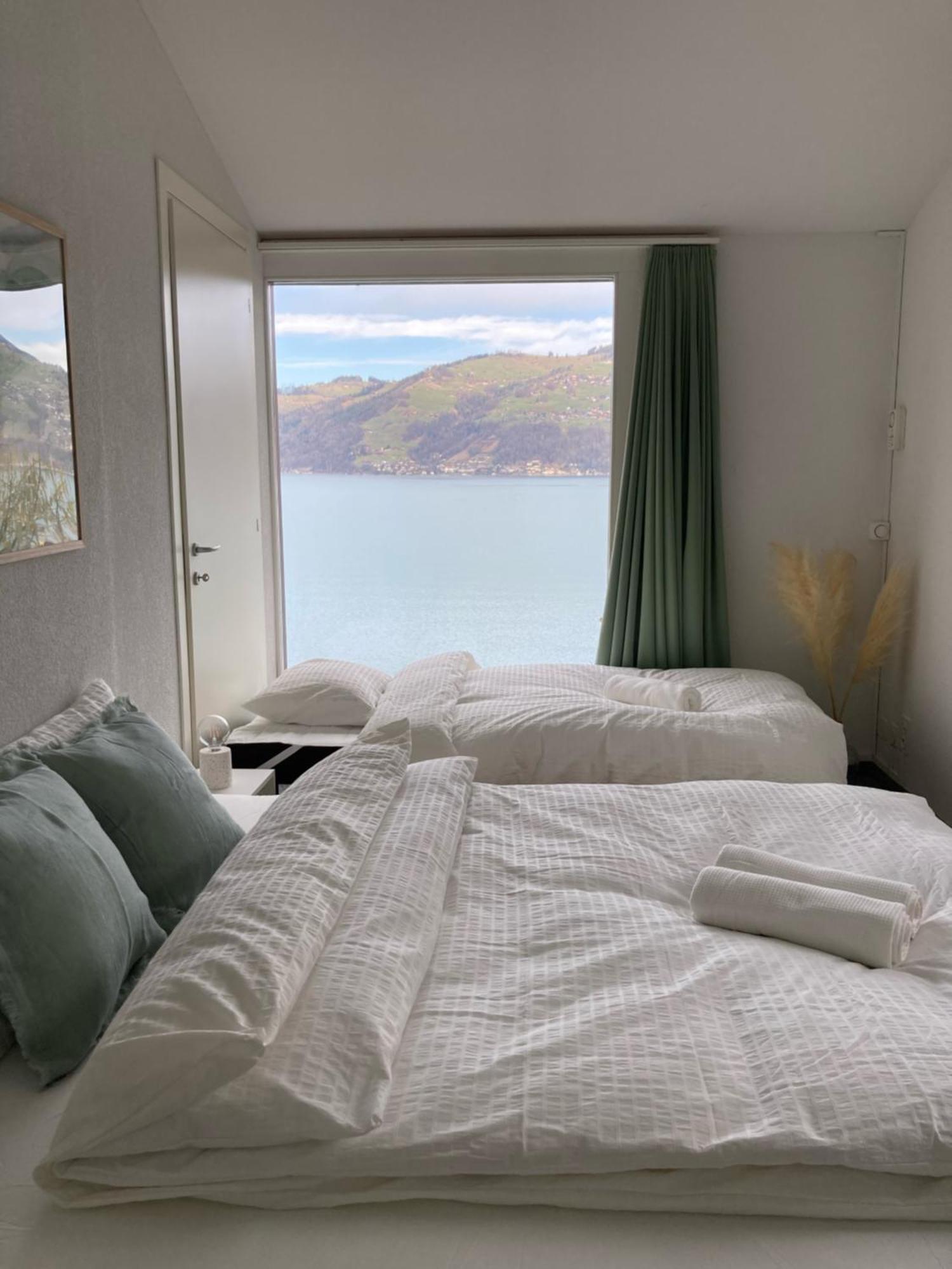 Wohnung Mit Grossartiger Seesicht Und Balkon Spiez Buitenkant foto