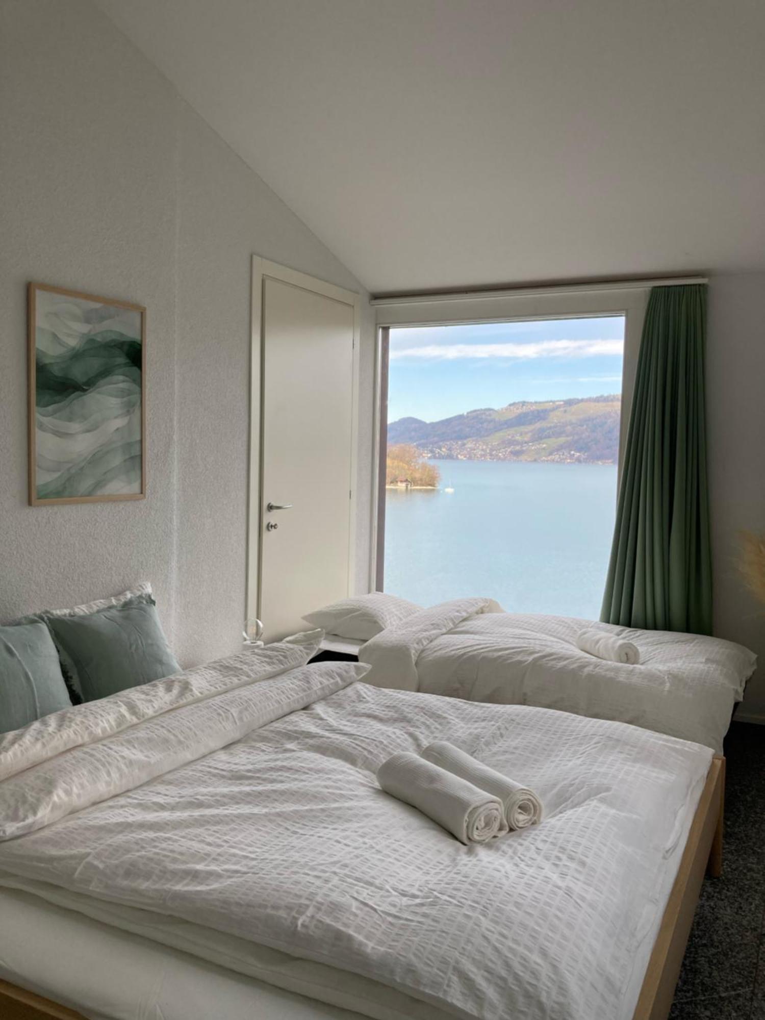 Wohnung Mit Grossartiger Seesicht Und Balkon Spiez Buitenkant foto