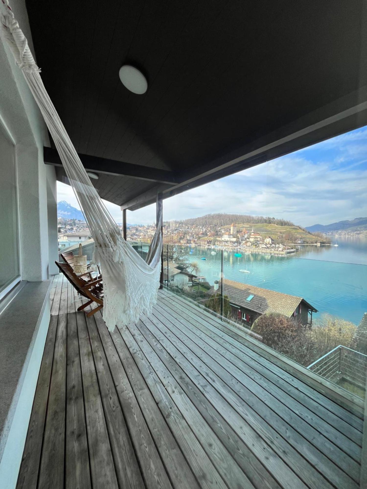 Wohnung Mit Grossartiger Seesicht Und Balkon Spiez Buitenkant foto