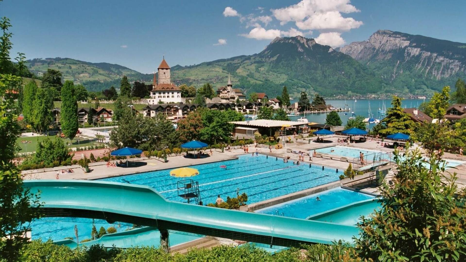 Wohnung Mit Grossartiger Seesicht Und Balkon Spiez Buitenkant foto
